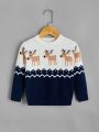 Toddler Boys Elk And Chevron Pattern Sweater