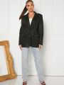 Luxe Women's Washed Pu Leather Blazer Suit Jacket