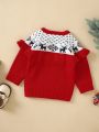 Baby Girls' Color Blocking Ruffle Hem Pullover Sweater