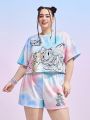 TOM & JERRY X SHEIN Plus Cartoon Graphic Tee & Shorts Set