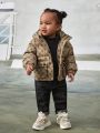SHEIN Baby Girl 1pc Graphic Print Hooded Puffer Coat