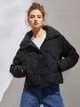 Slant Pocket Drop Shoulder Puffer Coat