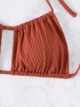 SHEIN Swim Basics Hollow Out Halter Neck Bikini Top