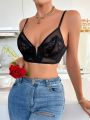 SHEIN Sheer Lace Bra With Underwire