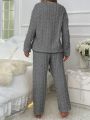 Furry Long Sleeve Long Pants Home Wear Set