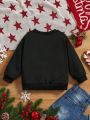 Young Girl 1pc Christmas Print Sweatshirt