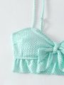 SHEIN Swim Mod Knot Front Ruffle Trim Bikini Set