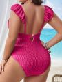 Plus Size Women'S Ruffle Edge One-Piece Swimsuit