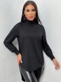 SHEIN SXY Turtleneck Drop Shoulder Sleeve Sweatshirt