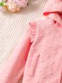 SHEIN Kids EVRYDAY Toddler Girls' Love Heart Print Hooded Casual 2-piece Set For Autumn Winter