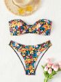 SHEIN Swim Mod Flower Printed Two-piece Swimsuit Set