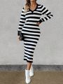 Striped Knitted Sweater Dress