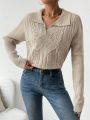 SHEIN Essnce Twisted Knit Drop Shoulder Sweater