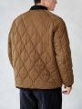 Manfinity Men Baseball Collar Raglan Sleeve Onion Quilted Coat