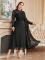 SHEIN Modely Plus Size Splicing Cape Sleeve Dress