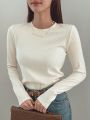 Dazy-Less Women's Plain Round Neck Basic Long Sleeve T-shirt