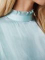 SHEIN BIZwear Women'S Stand Collar Long Sleeve Shirt
