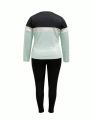 Plus Size Women's Colorblock Long Sleeve 2 Piece Set