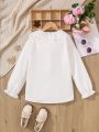 SHEIN Kids EVRYDAY Girls' (big) Elegant Long Sleeve Shirt With Ruffle Collar