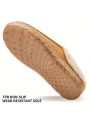 Mens Leather Slippers Comfy Handmade Stitch Slip-on House Shoes Warm Fur Lined Rubber Sole Indoor Outdoor