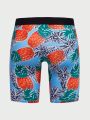 Men Pineapple Print Contrast Tape Top-stitching Boxer Brief