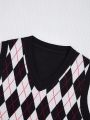 SHEIN Qutie Argyle Pattern Sweater Vest