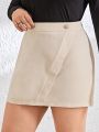 SHEIN Privé Plus Size Women's Elegant Elastic Waist Skirt