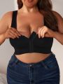 Plus Size Women'S Breathable Hollow Out Front Closure Bra