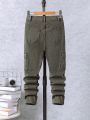 Solid Color Workwear Denim Long Pants For Tween Boy