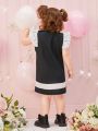 Baby Girls' Flying Sleeve Bowknot Printed Dress