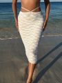 SHEIN Swim Basics Tied Detail Textured Cover Up Skirt