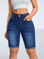 Washed Skinny Denim Shorts