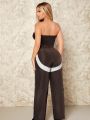 SHEIN SXY Overalls sexy outfits club  Colorblocked Racing Outfit 2pcs/set
