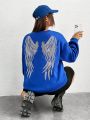 SHEIN Coolane Plus Size Women's Wing Printed Sweatshirt