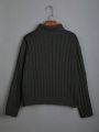 Teenage Boys' Simple Vertical Striped High Neck Pullover Sweater