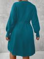 SHEIN Essnce Plus Solid V Neck Sweater Dress