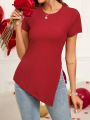 EMERY ROSE Valentine's Day Women Side Split Hem T-Shirt