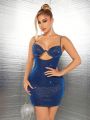 SHEIN SXY New Years Women Outfit  Glittery Hollow Out Party Mini Sxy  Prom Dress With Bustier Top For Women