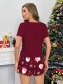 Christmas Print Tee & Shorts PJ Set