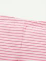 Cozy Cub Baby Girls' Elegant Ballet Shoes Pattern Round Neck Sweatshirt And Striped Pants Homewear Set, Pink & White Colors Mix