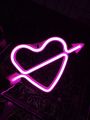 Led Pink Neon Heart Shaped Wall Decor Light For Valentine's Day Gift And Room Decoration