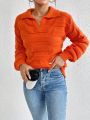 SHEIN Frenchy Texture Polo V-neck Women's Sweater