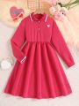 Girls' Long Sleeve Casual Cute Sports Style Fashionable Spring And Autumn Dress