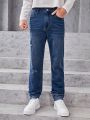 SHEIN Teen Boy Ripped Straight Leg Jeans