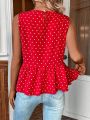 Heart Pattern Cinched Waist Shirt