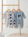 Baby Boys' Cute Simple 3-Piece Set Of Jumpsuit And Pajamas