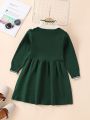 SHEIN Kids Nujoom Little Girls' Color Block Lace Spliced Sweater Dress