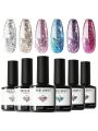 modelones Gel Nail Polish Set - 6 Colors New Year Kit Sparkle Glitter Gold Silver Gel Polish Nail Kit Soak Off Nail Polish for Christmas Nail Art Manicure DIY Holiday '22 Collection for Women Gifts