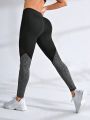 Yoga Future Contrast Color Panel Yoga Leggings Mesh Insert Gym Tights With Phone Pocket