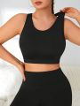 SHEIN Outdoor Mountain Plus Size Solid Color Sports Bra